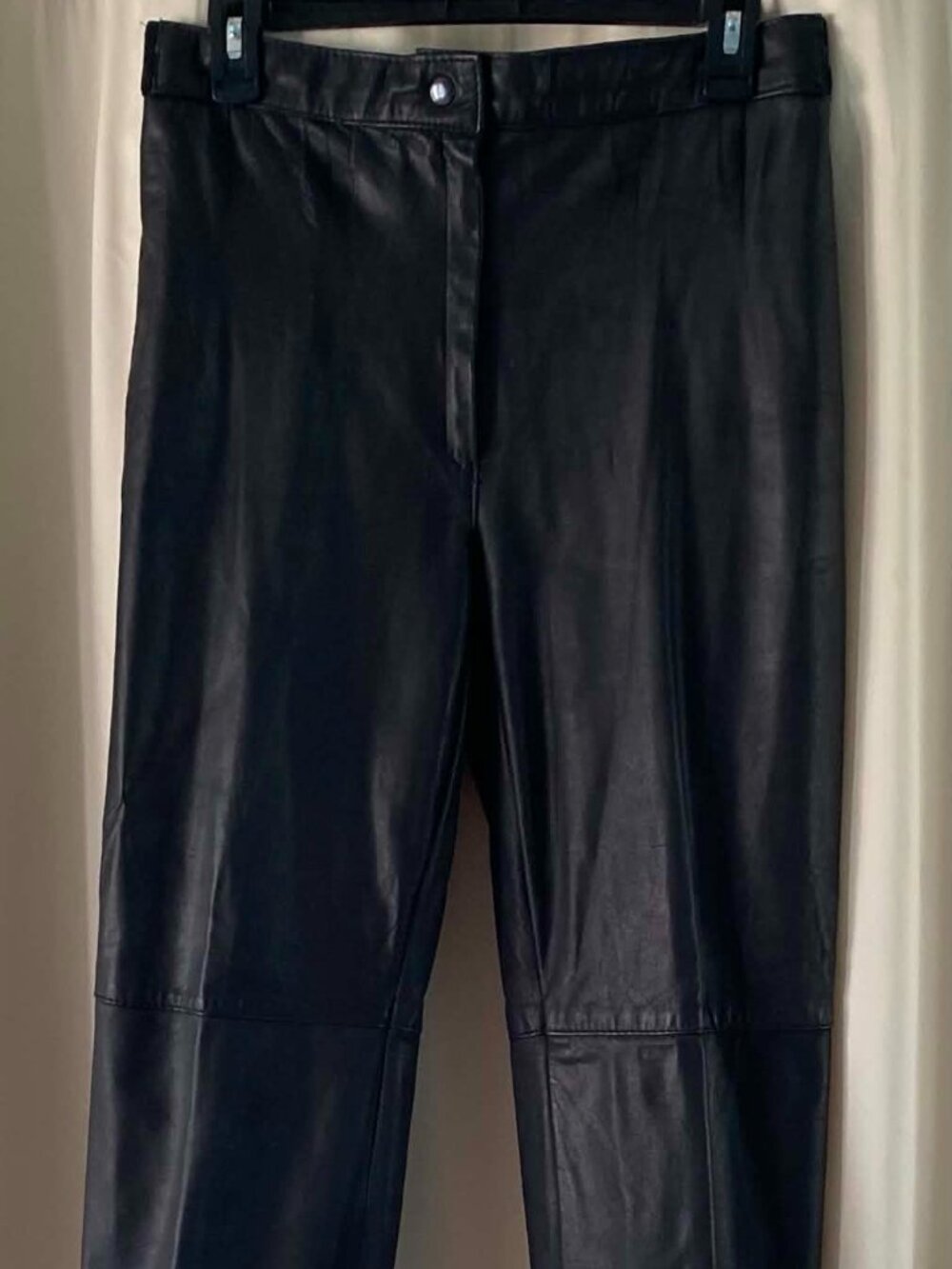 VTG Gino Di Giorgio Leather Pants Women's 7/8 Black High Waist Straight Leg Moto